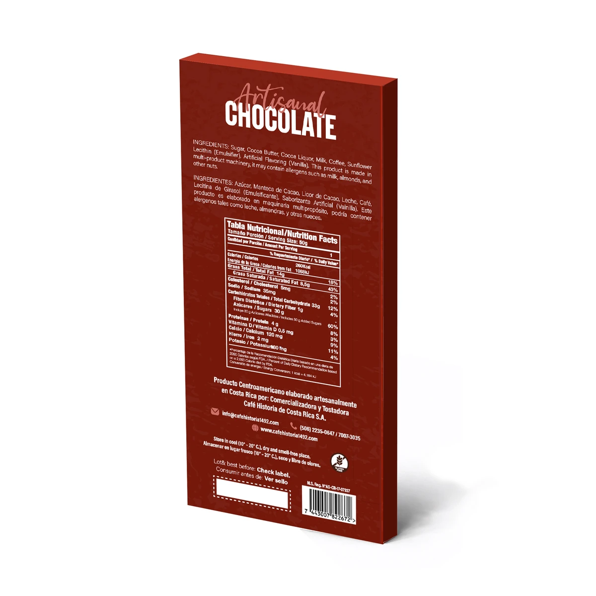 Chocolate con Leche 40% - Café - dorso