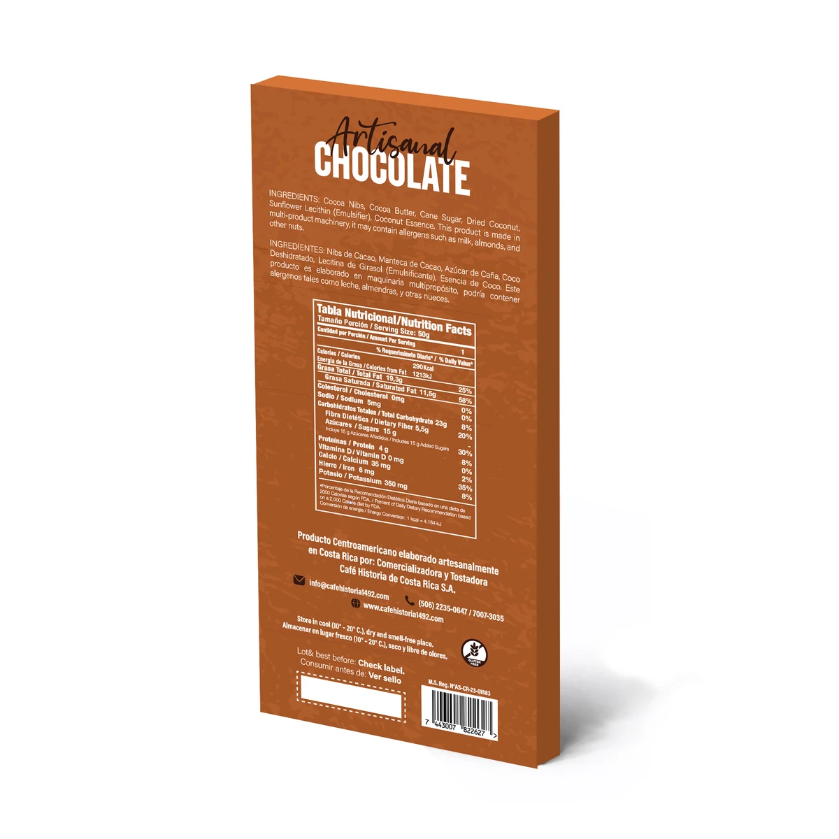 Chocolate Oscuro 70% - Coco - dorso