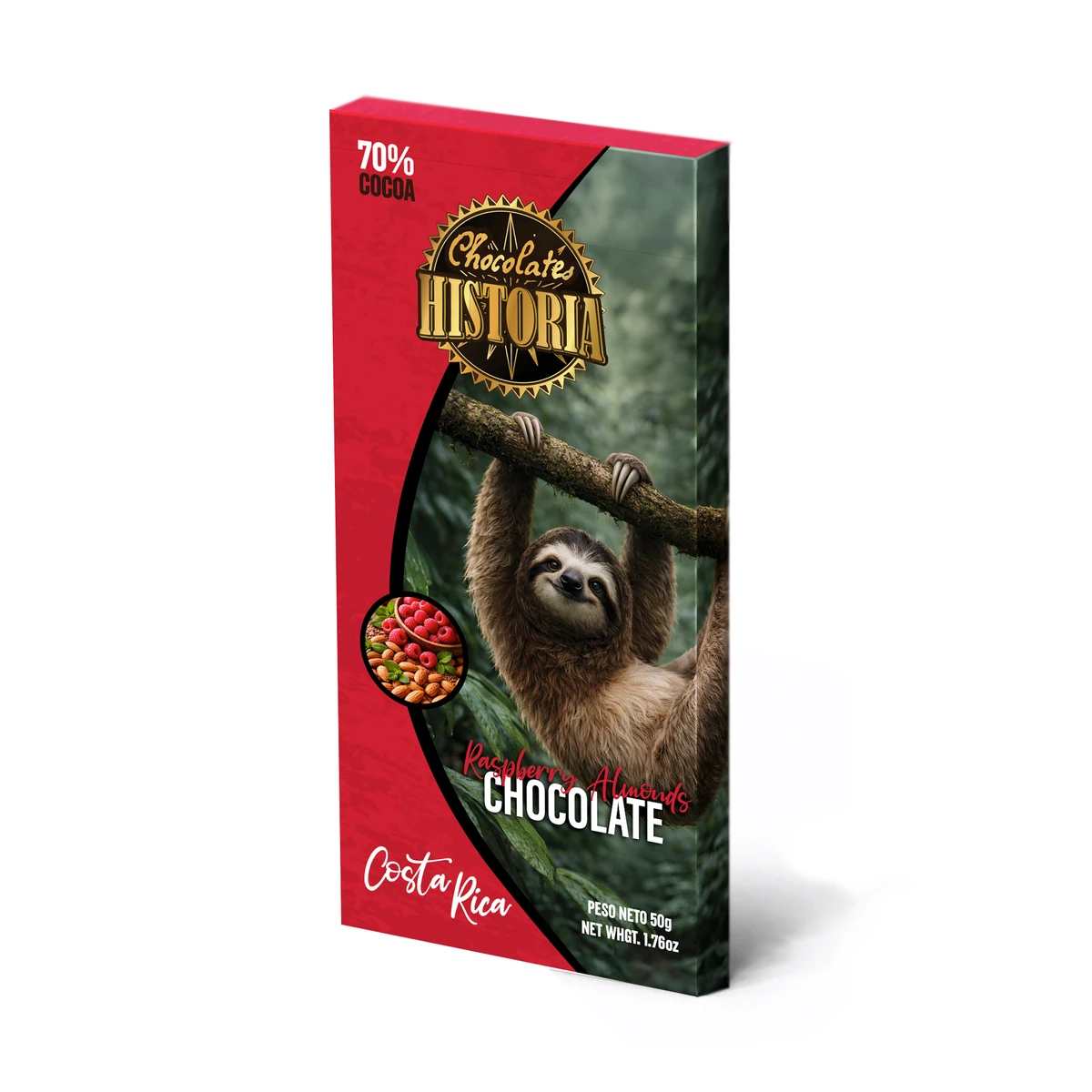 Chocolate Oscuro 70% - Frambuesa y Almendras