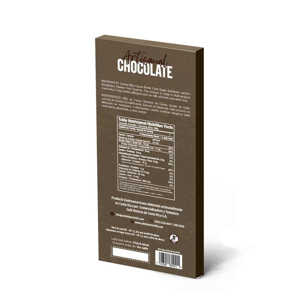 Chocolate Oscuro 70% - Maracuyá - dorso