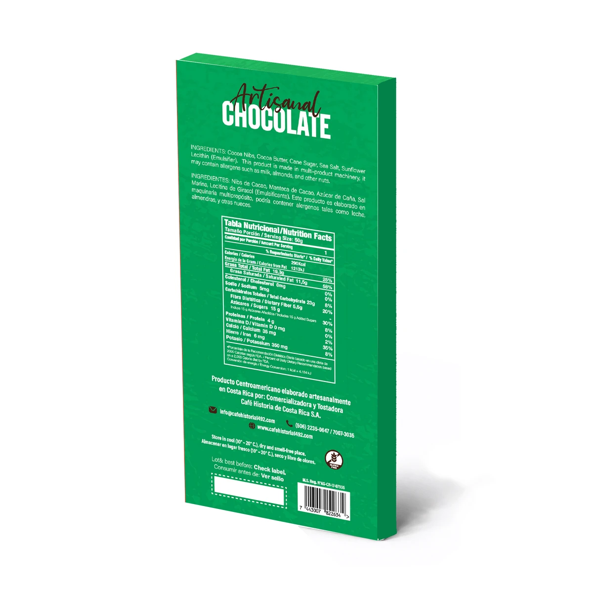 Chocolate Oscuro 70% - Sal Marina - dorso