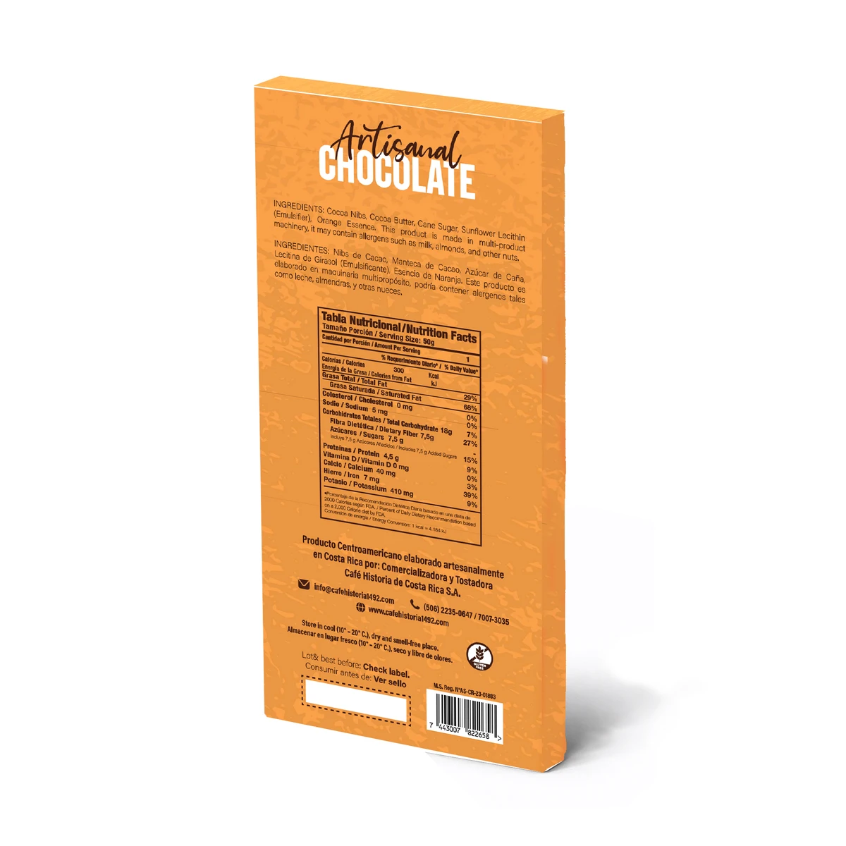 Chocolate Oscuro 85% - Naranja - dorso