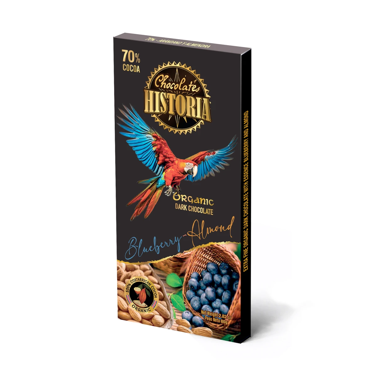 Chocolate Oscuro 70% - Arándano y Almendras 80g